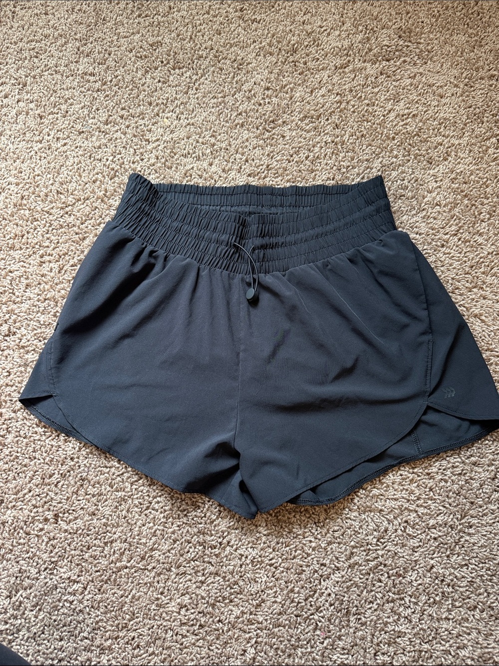 all in motion Black Smocked-Waist Athletic Shorts